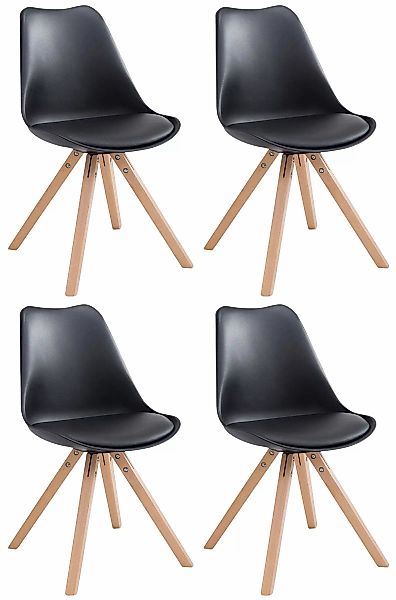 4er Set Stühle Toulouse Kunstleder Natura (eiche) Square Schwarz günstig online kaufen