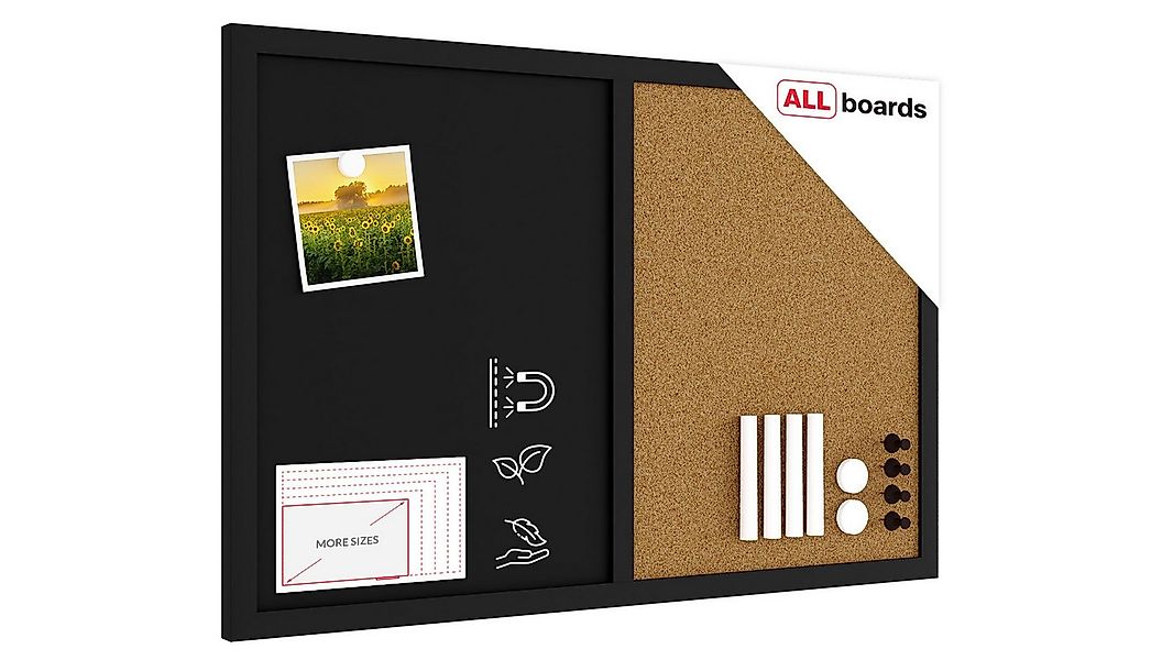 ALLboards Tafel Kombitafel Kork / schwarz magnetisch Holzrahmen schwarz lac günstig online kaufen
