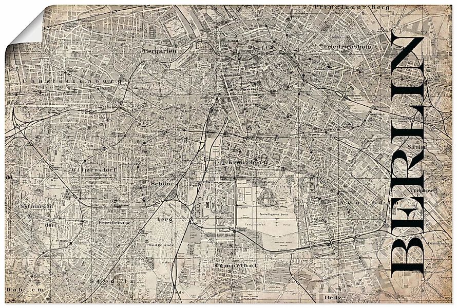 Artland Wandbild "Berlin Karte Straßen Karte Grunge", Deutschland, (1 St.), günstig online kaufen