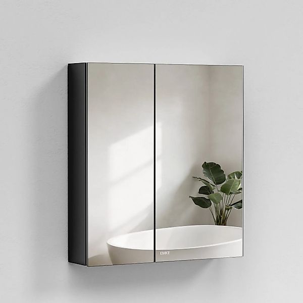 Emke Spiegelschränke Schwarz 75x65cm Badezimmerschränke 2-Türig für Badezim günstig online kaufen