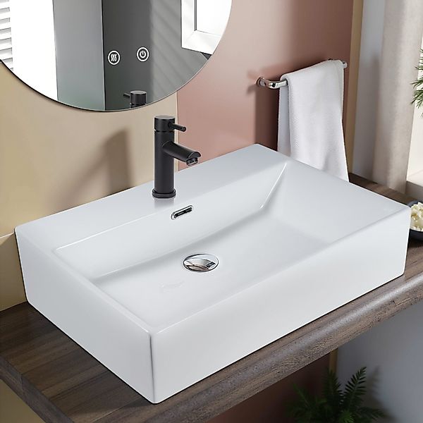 Nettlife Waschbecken Badezimmer Aufsatzwaschbecken Keramik Eckig günstig online kaufen