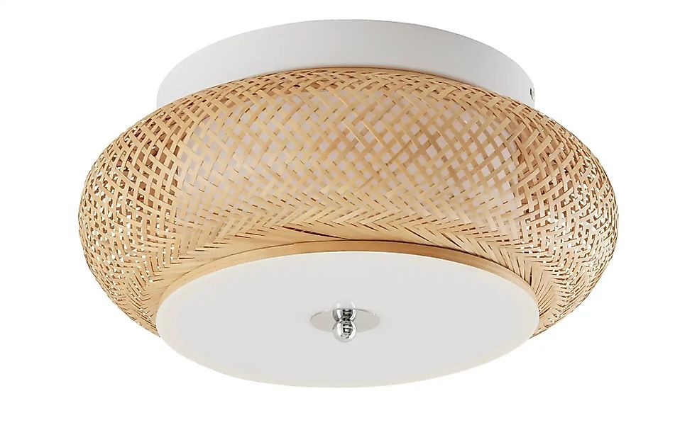 KHG LED-Deckenleuchte, Rattan / weiß ¦ holzfarben ¦ Maße (cm): H: 19  Ø: 40 günstig online kaufen