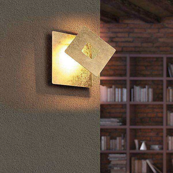 LED-Wandleuchte Leano, Blende eckig, gold, indirekt günstig online kaufen