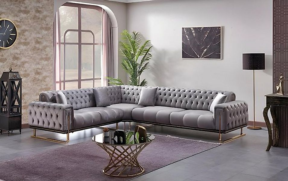 JVmoebel Ecksofa Designer Grau Ecksofa L Form Textil Polstermöbel Sofas Cou günstig online kaufen