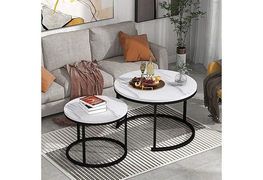 HAUSS SPOLE Couchtisch Runder Couchtisch 2er Set Satz Kaffeetisch Beistellt günstig online kaufen