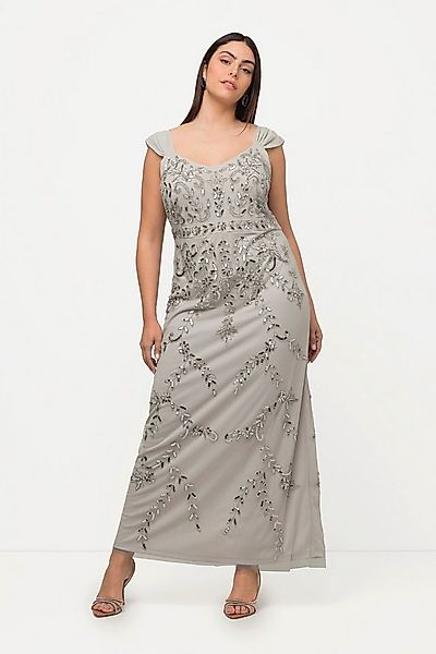 Ulla Popken Abendkleid Trägerkleid Pailletten A-Linie V-Ausschnitt günstig online kaufen