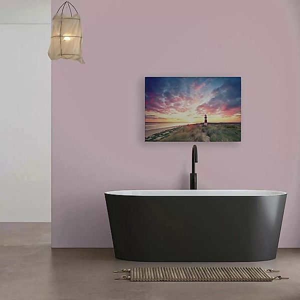 Bricoflor Leinwandbild Leuchtturm Sonnenuntergang In Lila Romantisches Wand günstig online kaufen