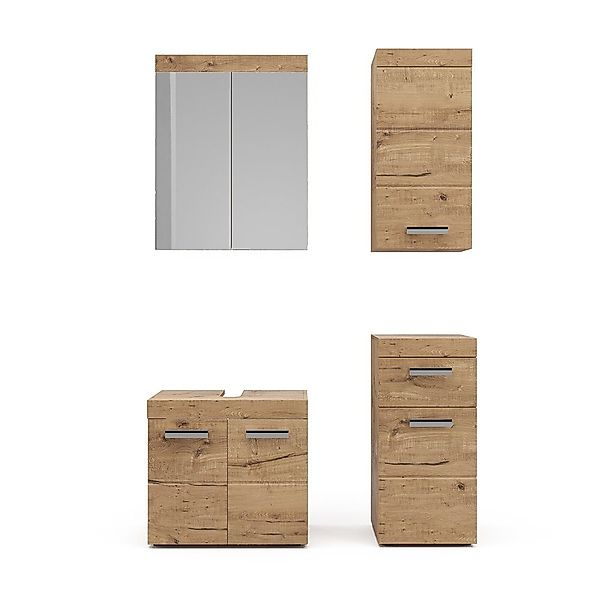 Vicco Badmöbel-Set Luna, Eiche, 4 Teile, günstig online kaufen