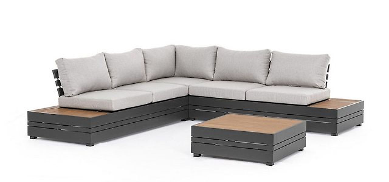 Bizzotto Gartensofa Osten aus Aluminium, Anthrazit, Couchtisch: 80x80x27 cm günstig online kaufen