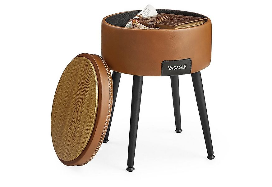 VASAGLE Sitzhocker (1 St), Stauraum, Kunstleder, bis 150 kg, tintenschwarz günstig online kaufen