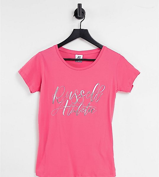 Russell Athletic – T-Shirt in Rosa mit Rundhalsausschnitt günstig online kaufen