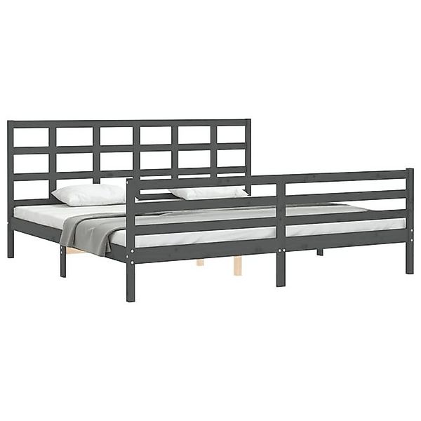 vidaXL Bett Massivholzbett mit Kopfteil Grau 200x200 cm günstig online kaufen