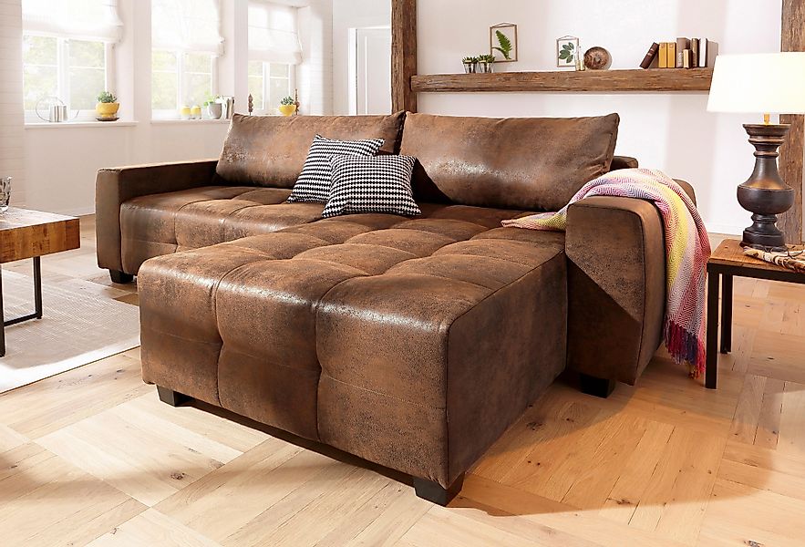 Home affaire Ecksofa "Bella L-Form, B: 254 cm", mit 2 Zierkissen, optional günstig online kaufen