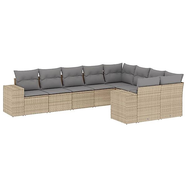 vidaXL 9-Tlg Garten-Sofagarnitur mit Kissen Beige Poly Rattan 3223038 günstig online kaufen