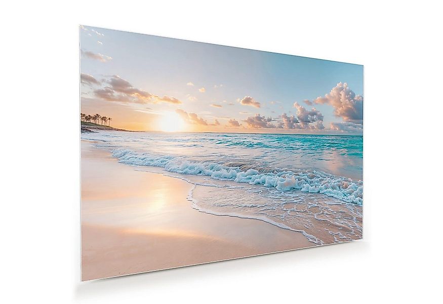 Primedeco Glasbild Wandbild Sonnenaufgang Strand mit Aufhängung, Strand & M günstig online kaufen