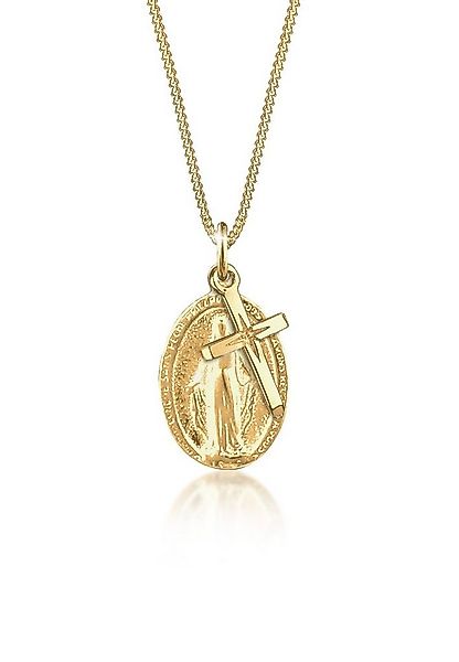 Elli Kette mit Anhänger Kreuz Marienbild Glaube Religion 925 Silber, Kreuz günstig online kaufen