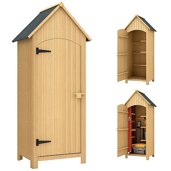 Outsunny Geräteschuppen Gartenschrank Holz mit Giebeldach 77,5 x 54,2 x 179 günstig online kaufen