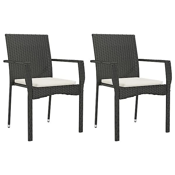 vidaXL Gartenstühle mit Kissen 2 Stk Poly Rattan Schwarz 319881 günstig online kaufen