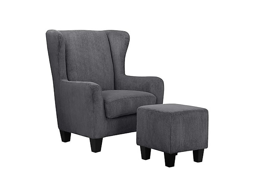 Home affaire Ohrensessel »Chilly, Sessel mit Hocker und Federkern-Polsterun günstig online kaufen
