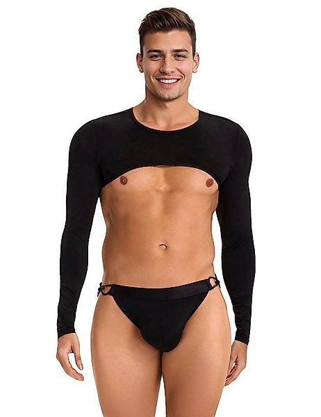 Lau-Fashion Boxershorts Herren Crop Top Langarm mit Jockstrap – Schwarzes U günstig online kaufen