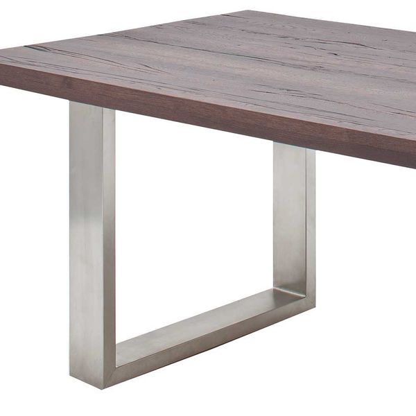 Esszimmertisch aus Eiche verwittert massiv Edelstahl günstig online kaufen