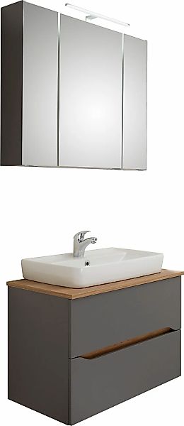 Saphir Badmöbel-Set »Quickset 2-teilig, Keramik-Aufsatzbecken mit LED-Spieg günstig online kaufen