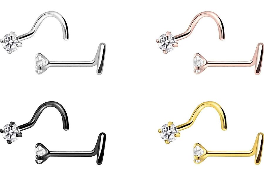 PIERCINGLINE Nasenpiercing Titan Nasenstecker Spirale EINGEFASSTER günstig online kaufen