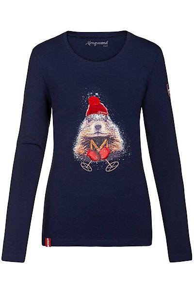 Almgwand Trachtenshirt Longsleeve Damen - DEMUTALM - dunkelblau/rot günstig online kaufen