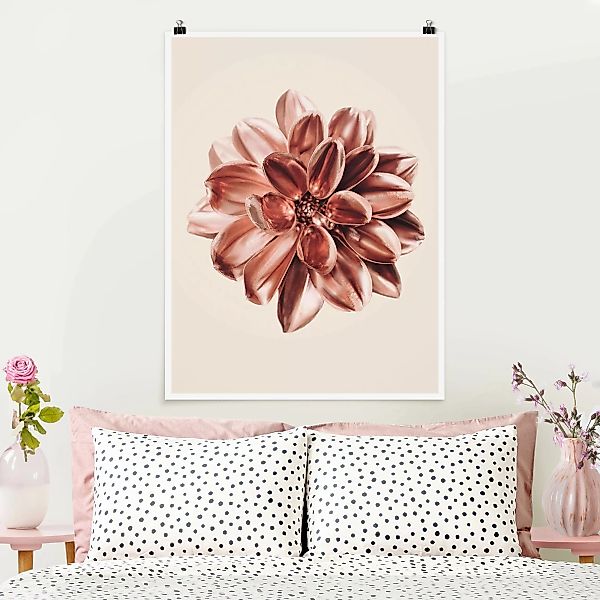 Poster Dahlie Rosegold Metallic Rosa günstig online kaufen