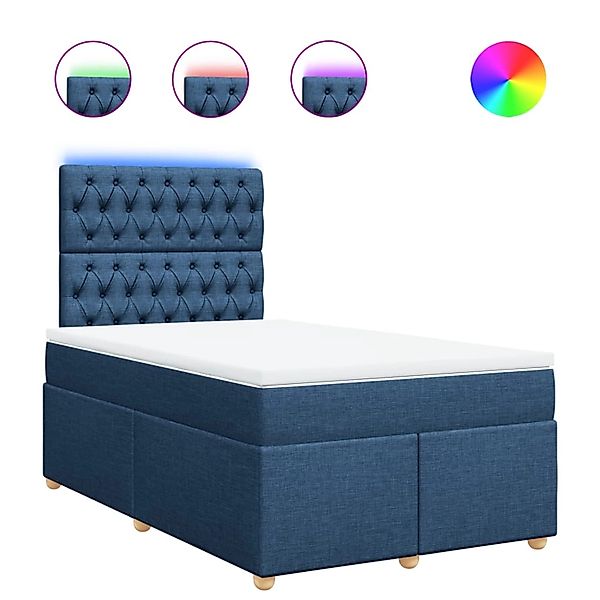vidaXL Boxspringbett mit Matratze Blau 120x200 cm Stoff 3293560 günstig online kaufen