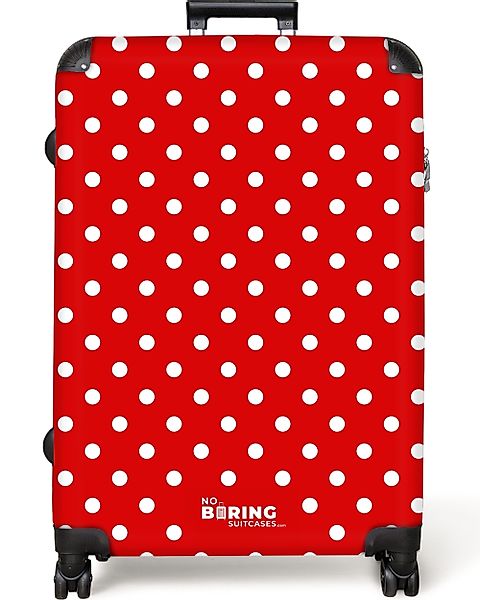 NoBoringSuitcases.com© Hartschalen-Trolley Weiße Punkte auf rotem günstig online kaufen