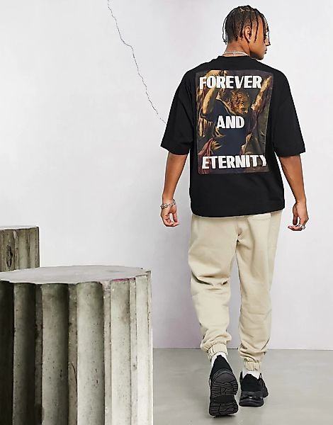 ASOS Dark Future – Oversize T-Shirt in Schwarz mit Grafikprint auf dem Rück günstig online kaufen