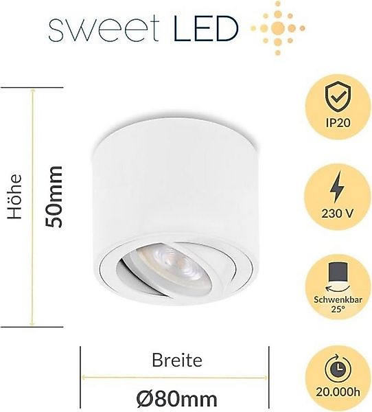 Sweet LED LED Aufbaustrahler flach 4er Set 5 W 230 V Aufbauspots rund weiß günstig online kaufen