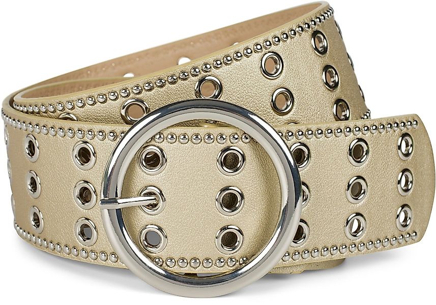 styleBREAKER Nietengürtel Breiter Taillengürtel mit Lochnieten günstig online kaufen