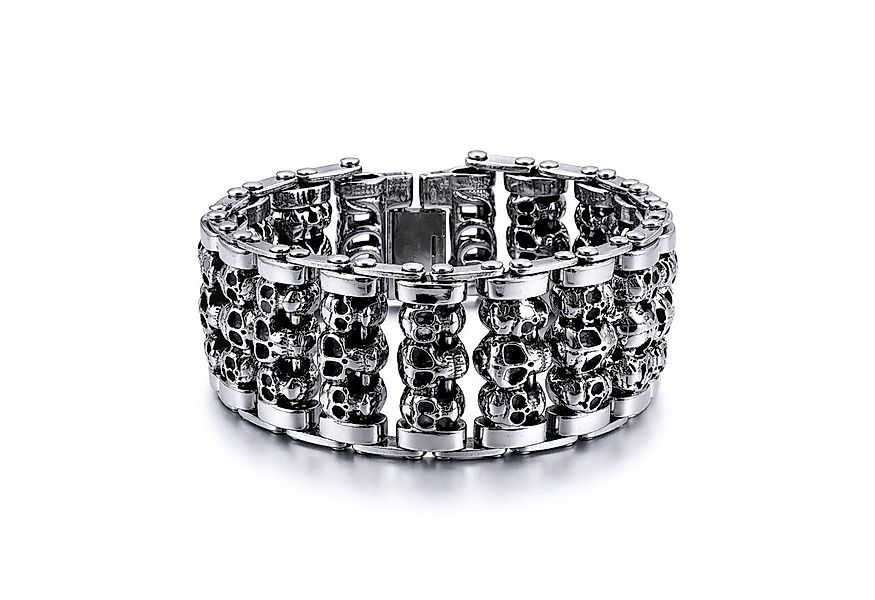 UNIQAL.de Edelstahlarmband Panzerarmband Herren "SILVER SKULL" Edelstahlarm günstig online kaufen