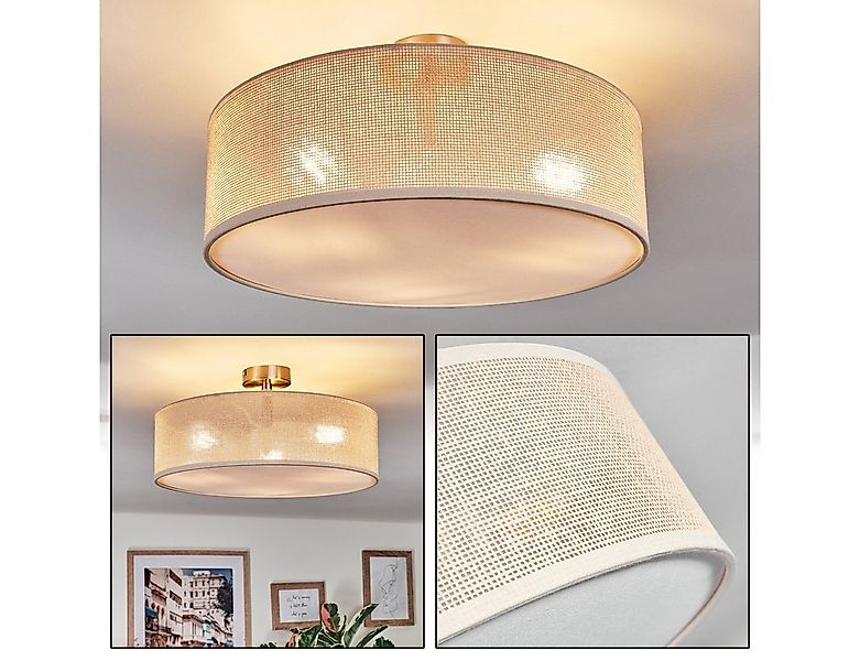 hofstein Deckenleuchte Deckenlampe aus Metall/Papiergeflecht/Stoff/Kunststo günstig online kaufen