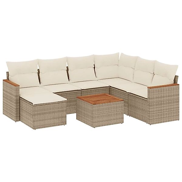vidaXL 8-Tlg Garten-Sofagarnitur mit Kissen Beige Poly Rattan 3258614 günstig online kaufen