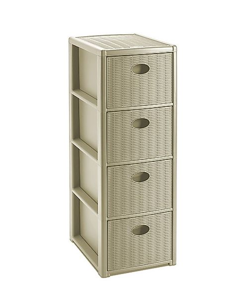 Kreher Rollcontainer mit 4 Schüben im Rattan Design (Schmale) (Farbe wählba günstig online kaufen