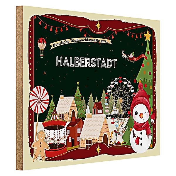 Roomando Holzbild Weihnachten Grüße HALBERSTADT 40x30cm günstig online kaufen