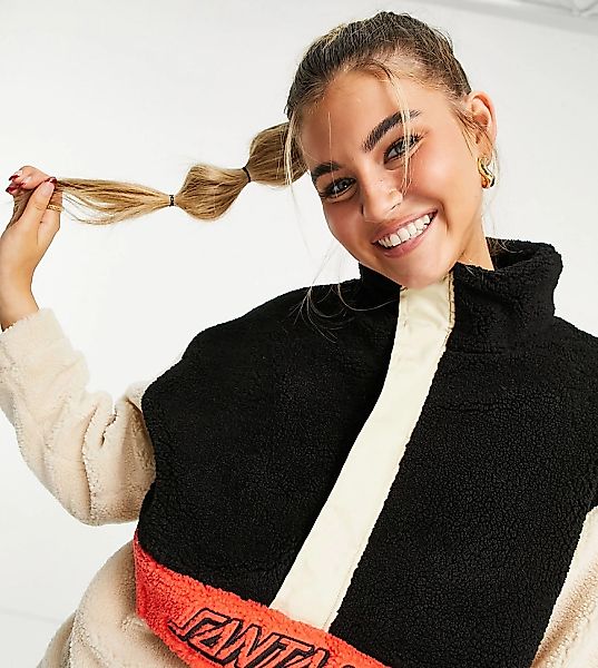 Santa Cruz – Fleece-Jacke zum Überziehen mit Oversize-Schnitt, Blockfarbend günstig online kaufen