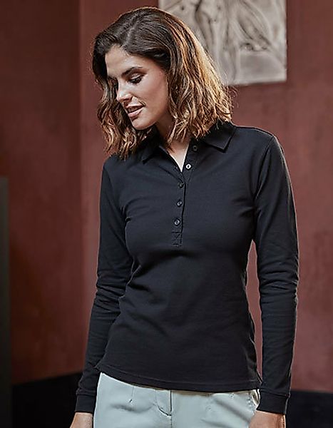 Damen Teejays Luxury Stretch Langarm Long Sleeve Poloshirt Polo günstig online kaufen