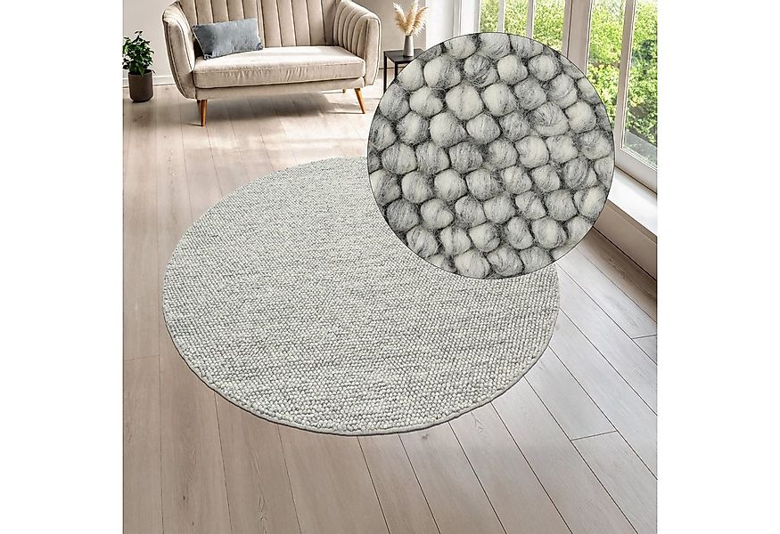 LeGer Home by Lena Gercke Teppich Ainhoa, handgewebt, Wolle, rund, Höhe: 12 günstig online kaufen