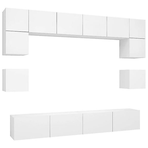 vidaXL TV-Schrank 8tlg Hängeschrank TV Schrank Set Weiß Spanplatte günstig online kaufen
