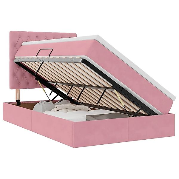 vidaXL Bett mit Stauraum und LED mit Matratze Rosa 120 x 190 cm Samt 337208 günstig online kaufen