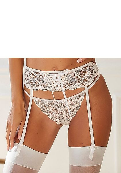 LASCANA String Nikoletta aus floraler Spitze mit Accessoire in Perlenoptik günstig online kaufen