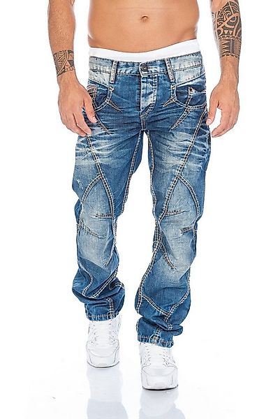 Cipo & Baxx Regular-fit-Jeans Herren Jeans Hose mit ausgefallener Nahtstruk günstig online kaufen