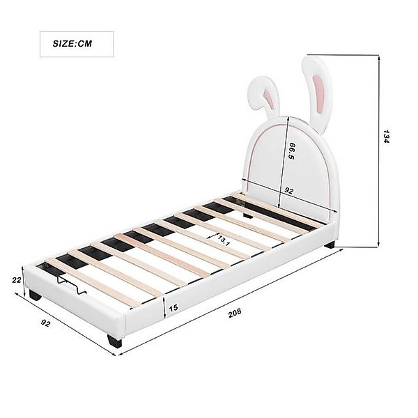 STILVORA Bett 90×200 Polsterbett mit Lattenrosten,Bett in Hasenohrform ohne günstig online kaufen