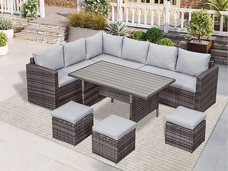 MeXo Gartenlounge-Set Rattan Lounge Gartenmöbelset wetterfeste günstig online kaufen