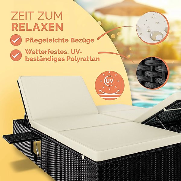 Casaria Gartenliege, Doppelliege Klapptisch Wetterfest 7-fach günstig online kaufen