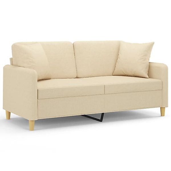 vidaXL Sofa, 2-Sitzer-Sofa mit Zierkissen Creme 140 cm Stoff günstig online kaufen